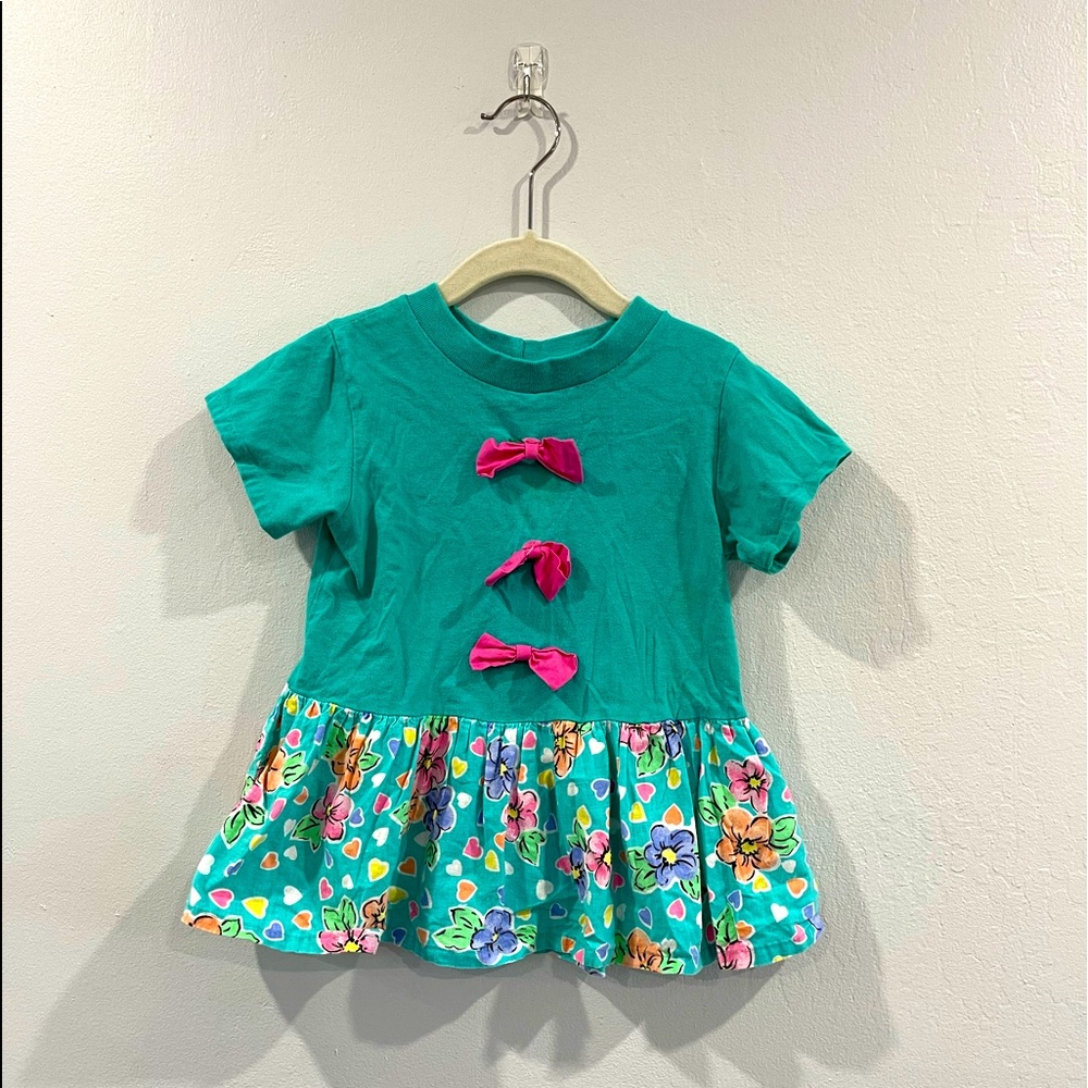 Vintage Jo Lene Green Floral Dress Size 4T